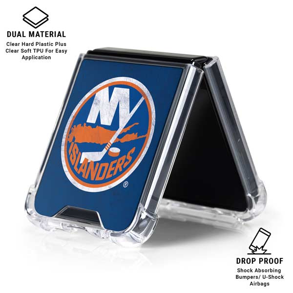 NHL New York Islanders Distressed Galaxy Z Flip7 Clear Case