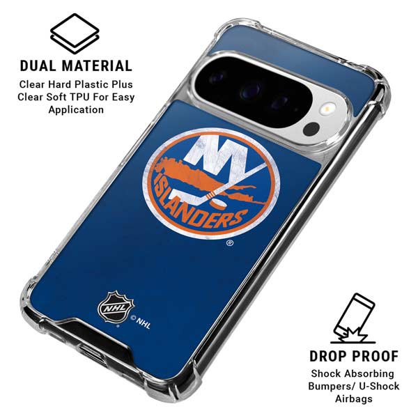 NHL New York Islanders Distressed Google Pixel 10 Pro XL Clear Case