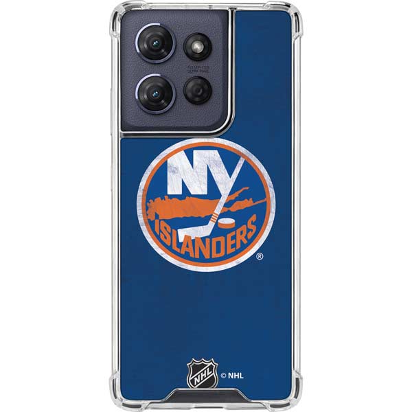 NHL New York Islanders Distressed Moto G 5G (2025) Clear Case