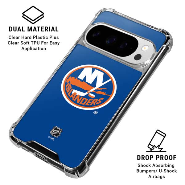 NHL New York Islanders Solid Background Google Pixel 10 Pro XL Clear Case