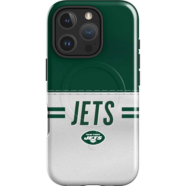 NFL New York Jets White Striped iPhone 16 Pro Magsafe Impact Case