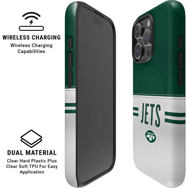 NFL New York Jets White Striped iPhone 16 Pro Magsafe Impact Case