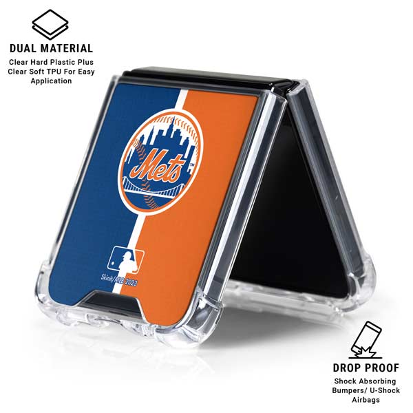 MLB New York Mets Split Galaxy Z Flip7 Clear Case