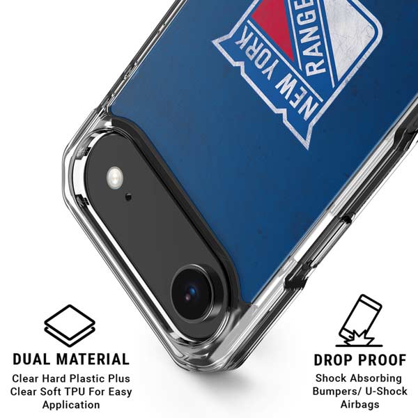 NHL New York Rangers Distressed iPhone 17 Air Clear Case