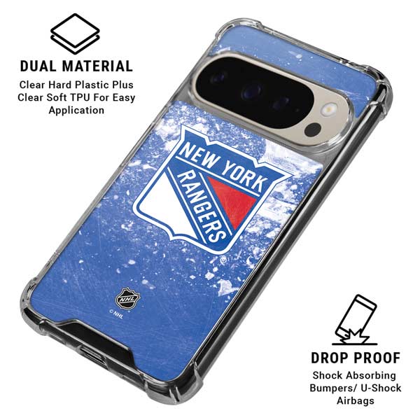 NHL New York Rangers Frozen Pixel 9 Pro XL Clear Case