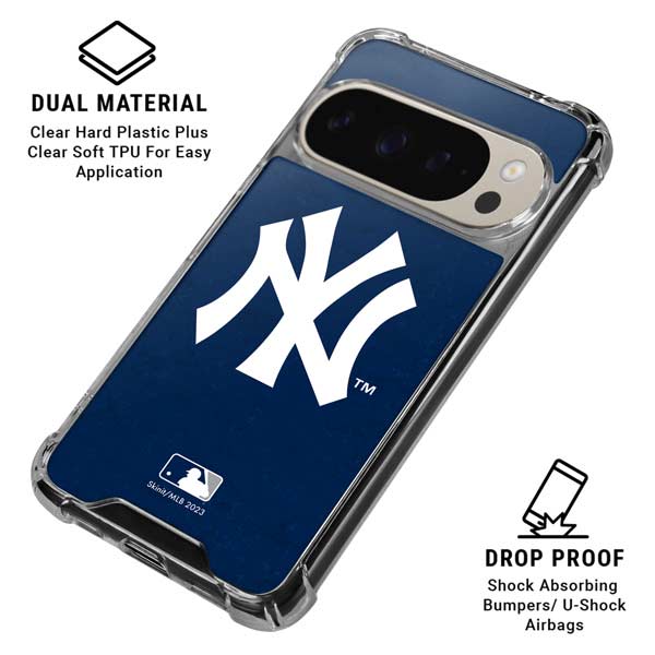 MLB New York Yankees - Solid Distressed Pixel 9 Pro XL Clear Case