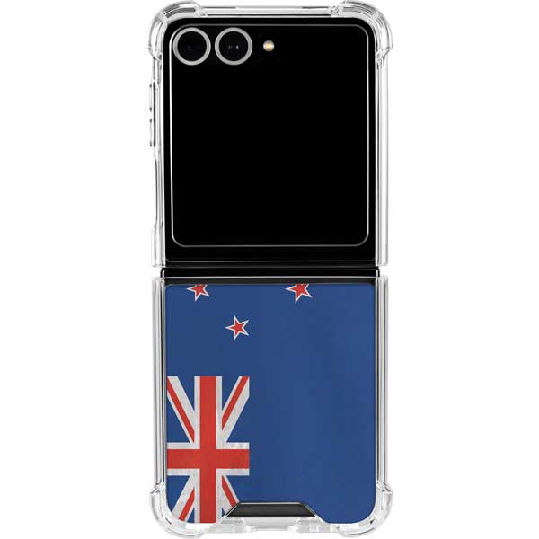 New Zealand Flag Distressed Galaxy Z Flip7 Clear Case