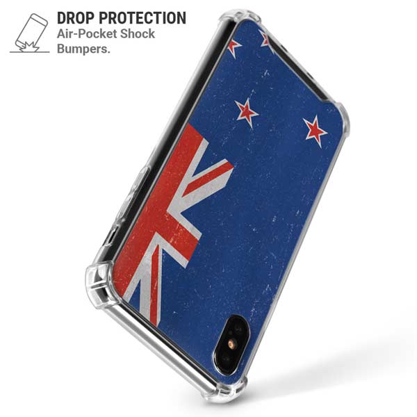 New Zealand Flag Distressed iPhone X/XS Clear Case