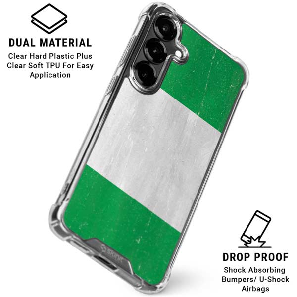 Nigeria Flag Distressed Galaxy S26 Plus Clear Case