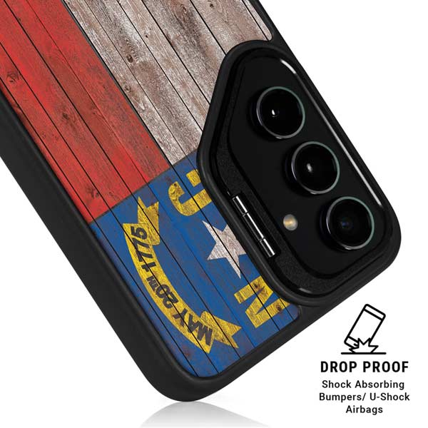 North Carolina Flag Dark Wood Galaxy S26 Ultra Kickstand Case
