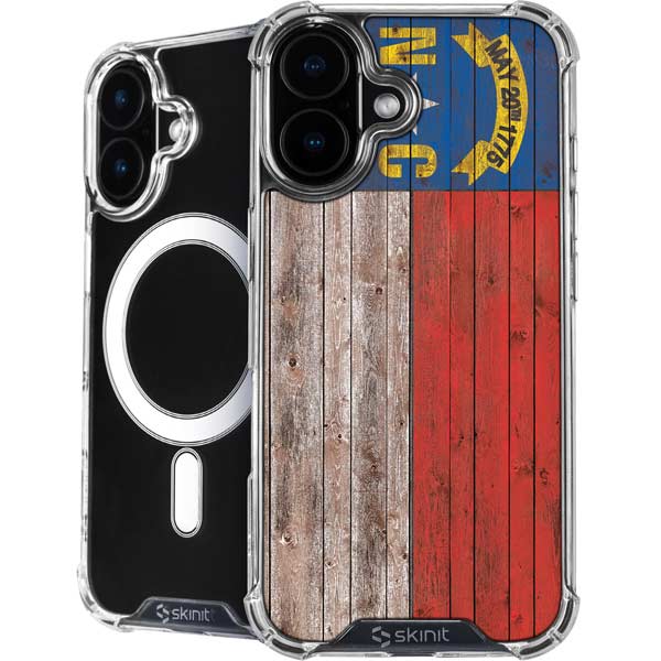 North Carolina Flag Dark Wood iPhone 17 MagSafe Case