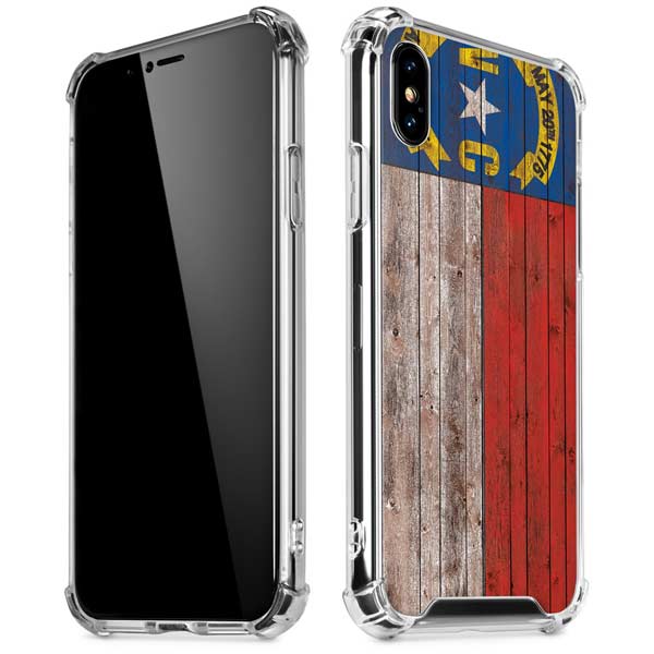 North Carolina Flag Dark Wood iPhone X/XS Clear Case