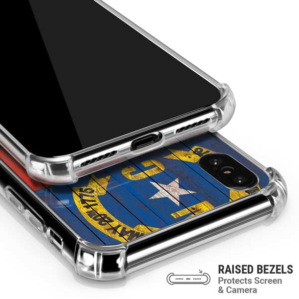 North Carolina Flag Dark Wood iPhone X/XS Clear Case