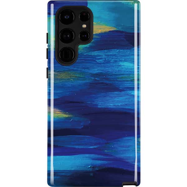 Ocean Blue Brush Stroke by Etta Vee Galaxy Cases