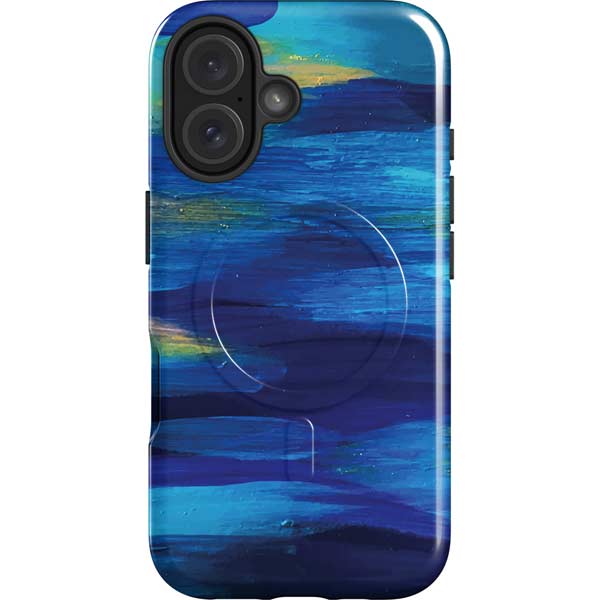 Ocean Blue Brush Stroke by Etta Vee iPhone 16 Magsafe Impact Case