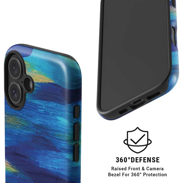 Ocean Blue Brush Stroke by Etta Vee iPhone 16 Magsafe Impact Case