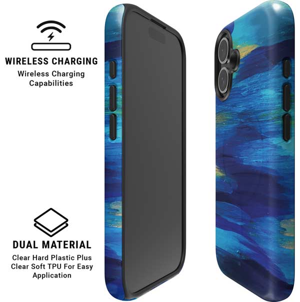 Ocean Blue Brush Stroke by Etta Vee iPhone 16 Magsafe Impact Case