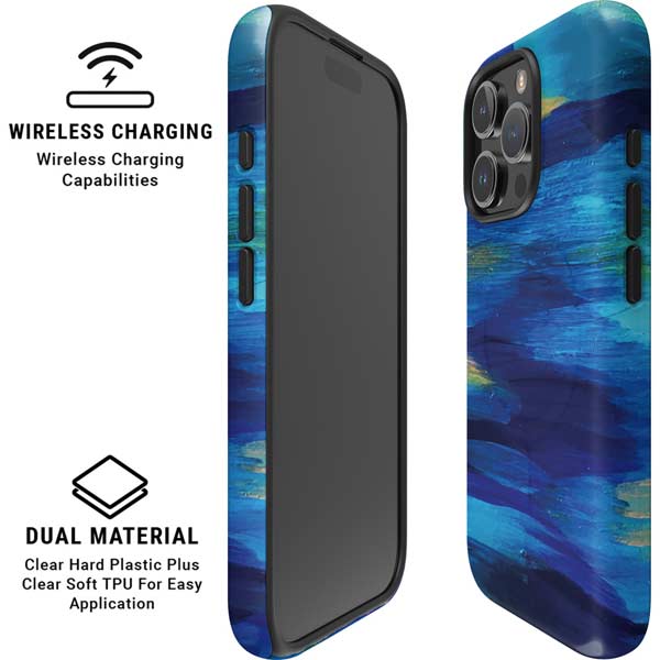 Ocean Blue Brush Stroke by Etta Vee iPhone 16 Pro Magsafe Impact Case