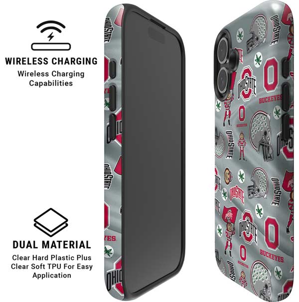 Ohio State University Pattern iPhone 16 Plus Magsafe Impact Case