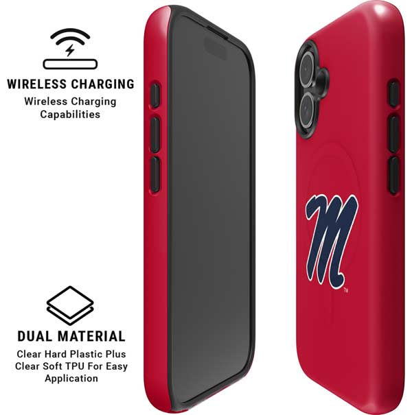 University of Mississippi Ole Miss Logo Red iPhone 16 Magsafe Impact Case