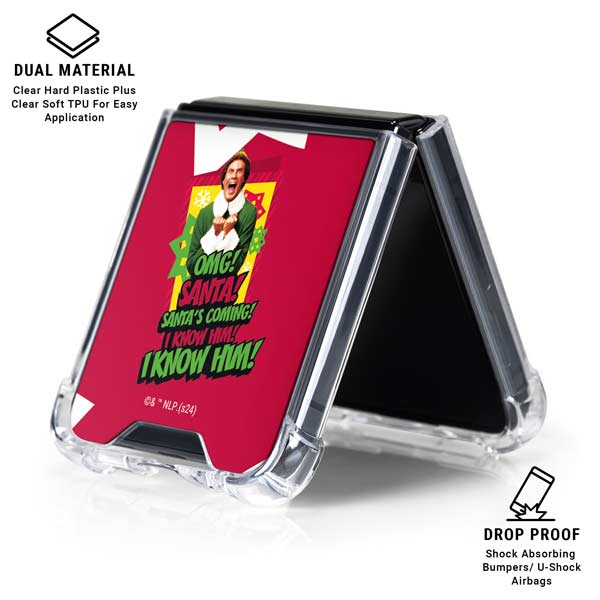 Elf OMG Santas Coming Galaxy Z Flip7 Clear Case