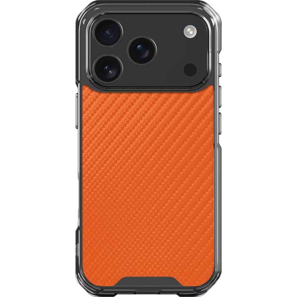 Orange Carbon Fiber Specialty Texture Material iPhone 17 Pro Clear Case