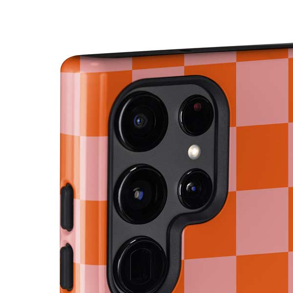 Orange Checkered Galaxy S25 Ultra Impact Case