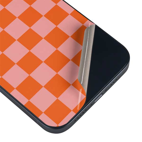 Orange Checkered iPhone 15 Skin
