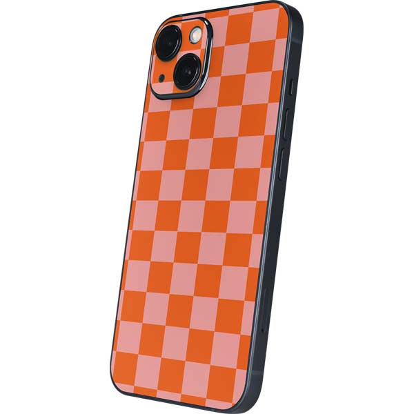 Orange Checkered iPhone 15 Skin