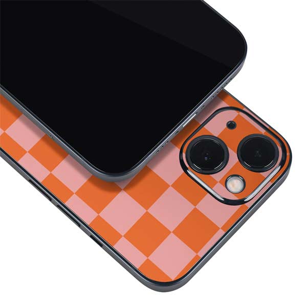 Orange Checkered iPhone 15 Skin