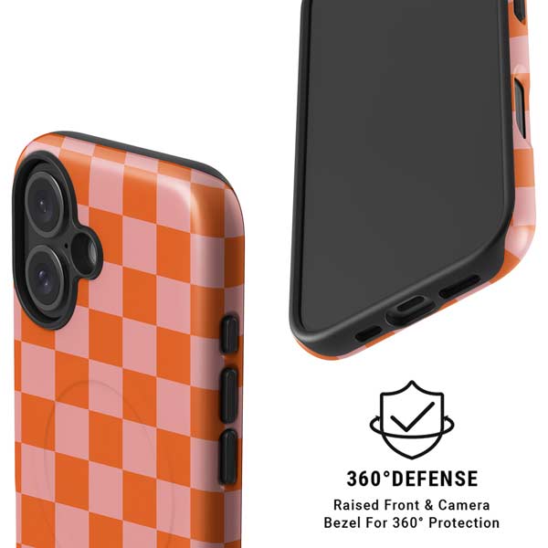 Orange Checkered iPhone 16 Plus Magsafe Impact Case
