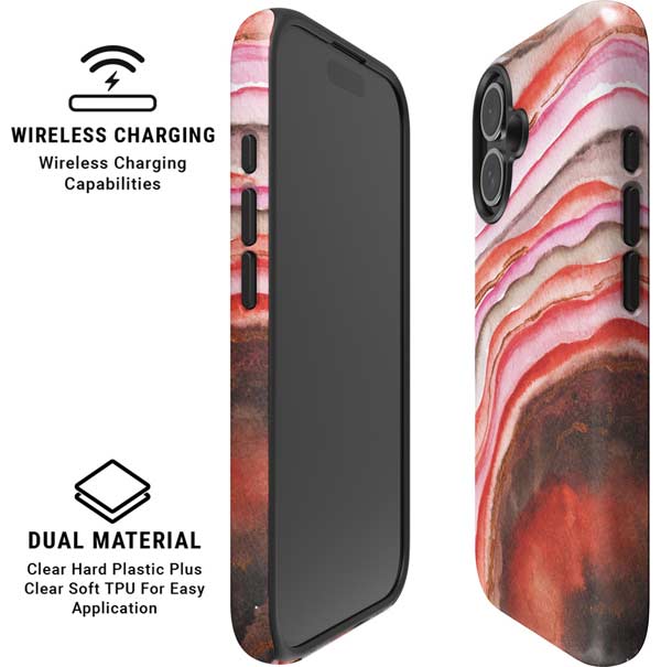 Orange Watercolor Geode iPhone 16 Magsafe Impact Case