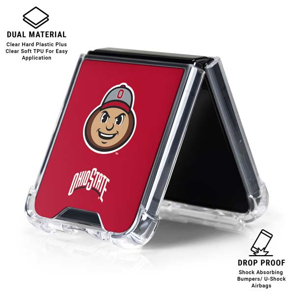 Ohio State University OSUBuckeyes Light Grey Galaxy Z Flip7 Clear Case