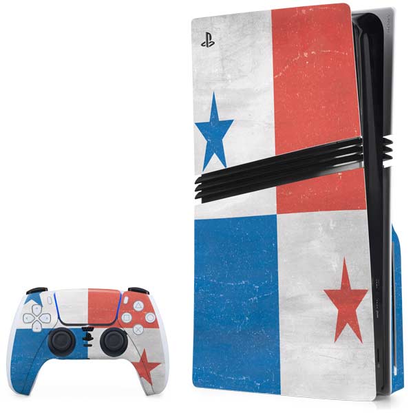 Panama Flag Distressed PS5 Pro Console & Controller with Disk