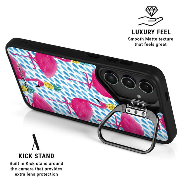 Bouffants and Broken Hearts Party Flamingos Galaxy S26 Plus Kickstand Case