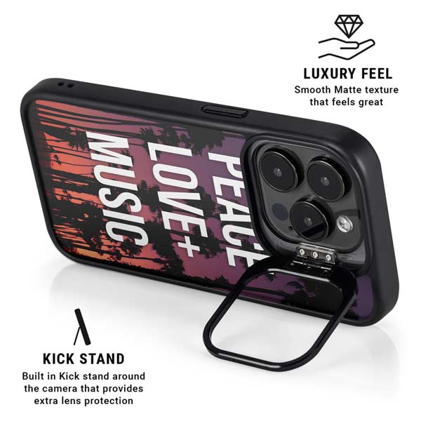 Peace Love And Music iPhone 14 Pro Kickstand Case