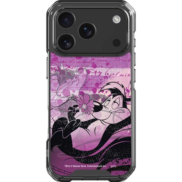 Looney Tunes Pepe Le Pew Purple Romance iPhone 17 Pro Clear Case