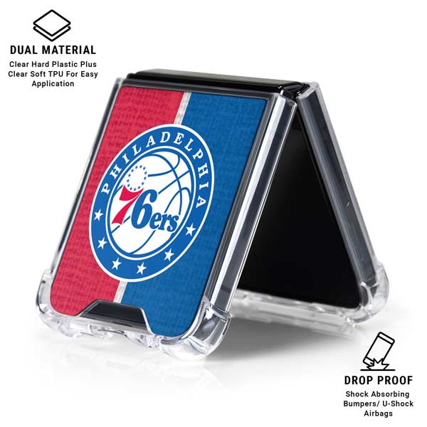 NBA Philadelphia 76ers Canvas Split Galaxy Z Flip7 Clear Case