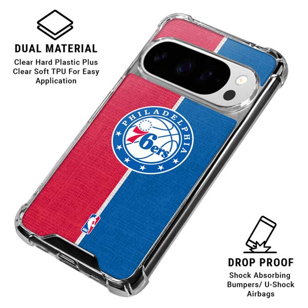 NBA Philadelphia 76ers Canvas Split Google Pixel 10 Pro XL Clear Case