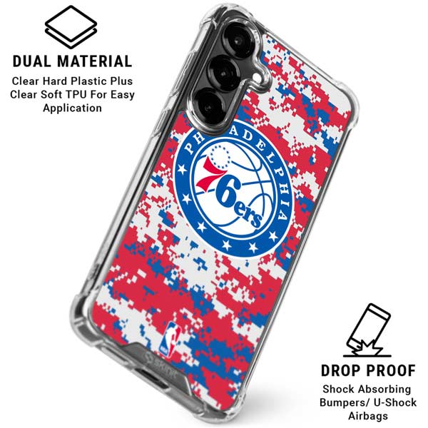 NBA Philadelphia 76ers Red Digi Camo Galaxy S26 Clear Case