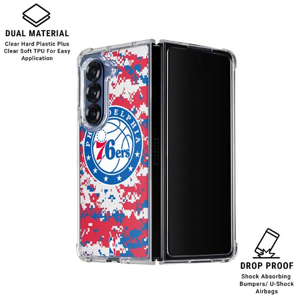 NBA Philadelphia 76ers Red Digi Camo Galaxy Z Fold7 Clear Case