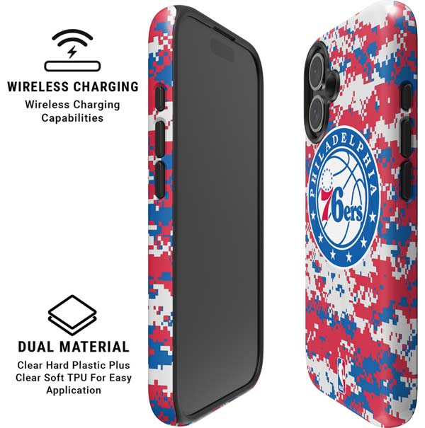 NBA Philadelphia 76ers Red Digi Camo iPhone 16 Magsafe Impact Case