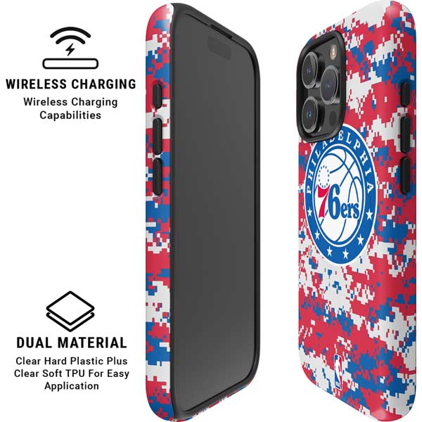 NBA Philadelphia 76ers Red Digi Camo iPhone 16 Pro Magsafe Impact Case