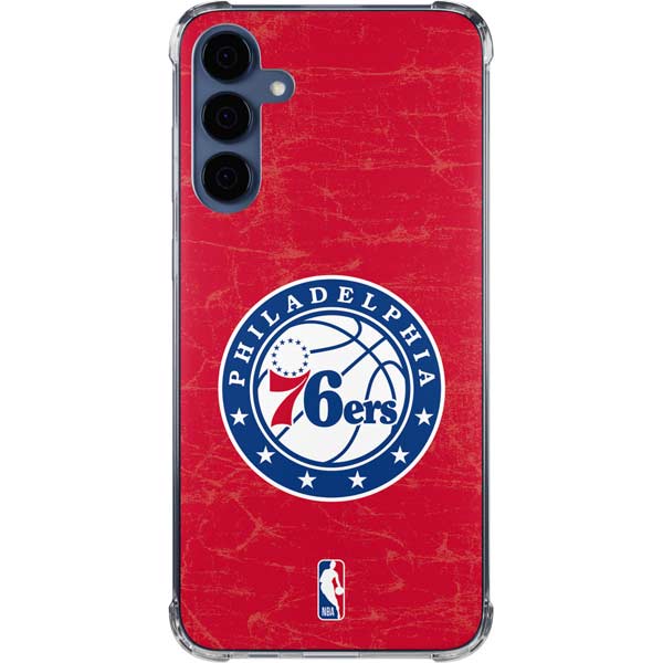 NBA Philadelphia 76ers Distressed Galaxy A35 5G Clear Case