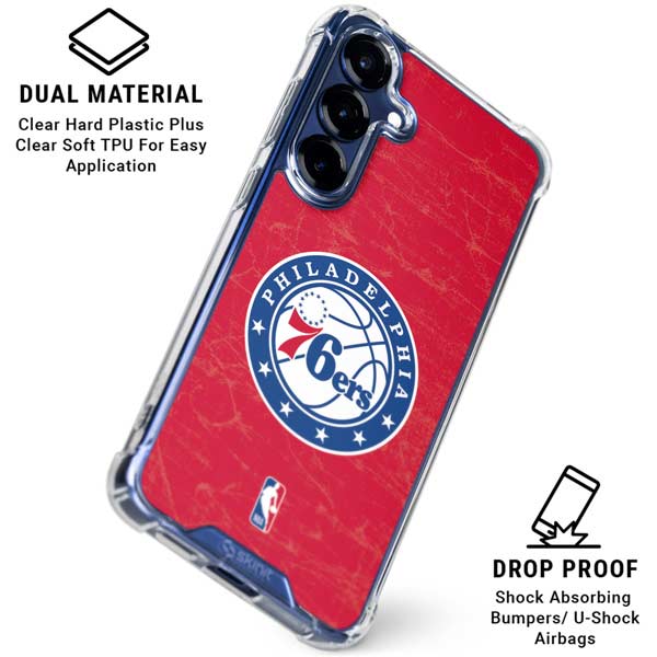 NBA Philadelphia 76ers Distressed Galaxy S25 Plus Clear Case
