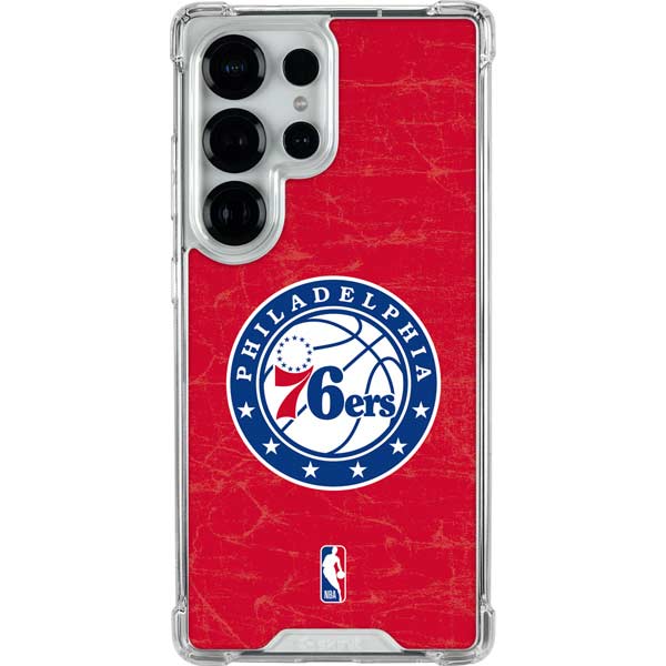 NBA Philadelphia 76ers Distressed Galaxy S25 Ultra Clear Case