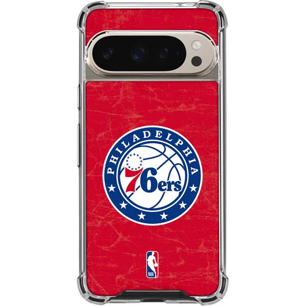 NBA Philadelphia 76ers Distressed Google Pixel 9 Pro XL Clear Case