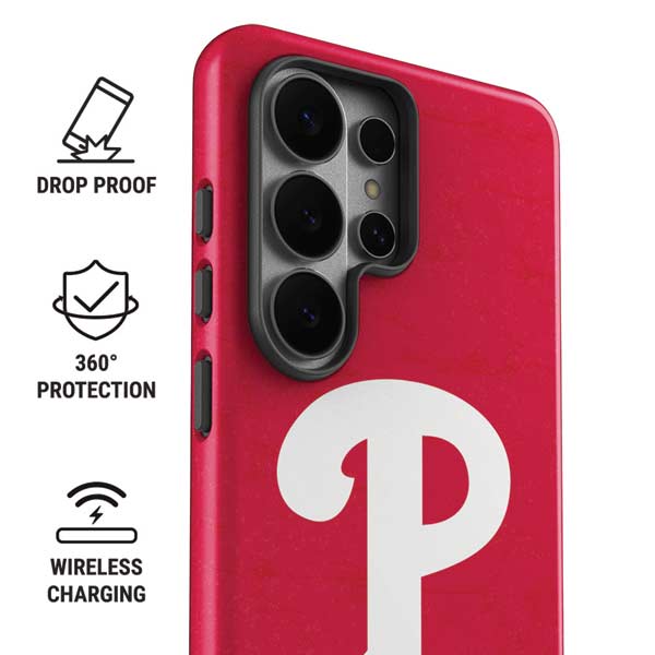 MLB Philadelphia Phillies - Solid Distressed Galaxy S26 Ultra Impact Case