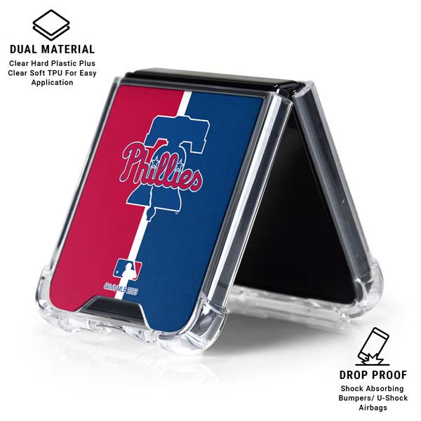 MLB Philadelphia Phillies Split Galaxy Z Flip7 Clear Case