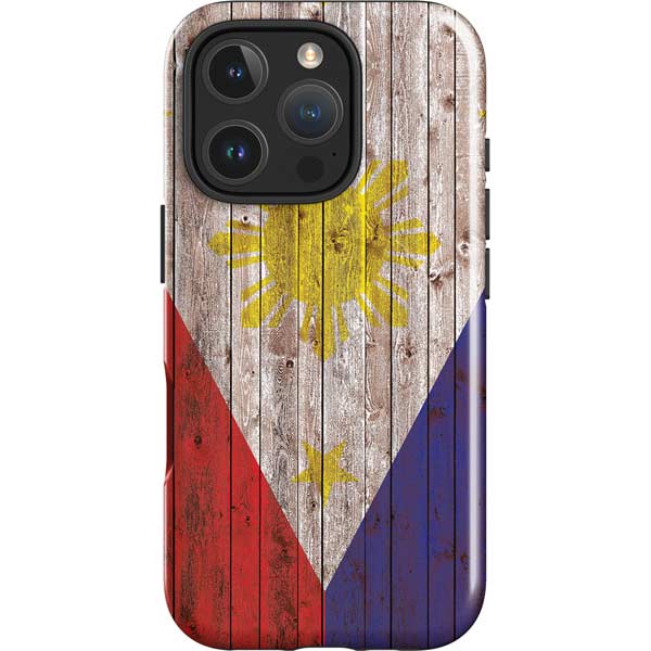 Philippines Flag Dark Wood iPhone 16 Pro Max Magsafe Impact Case